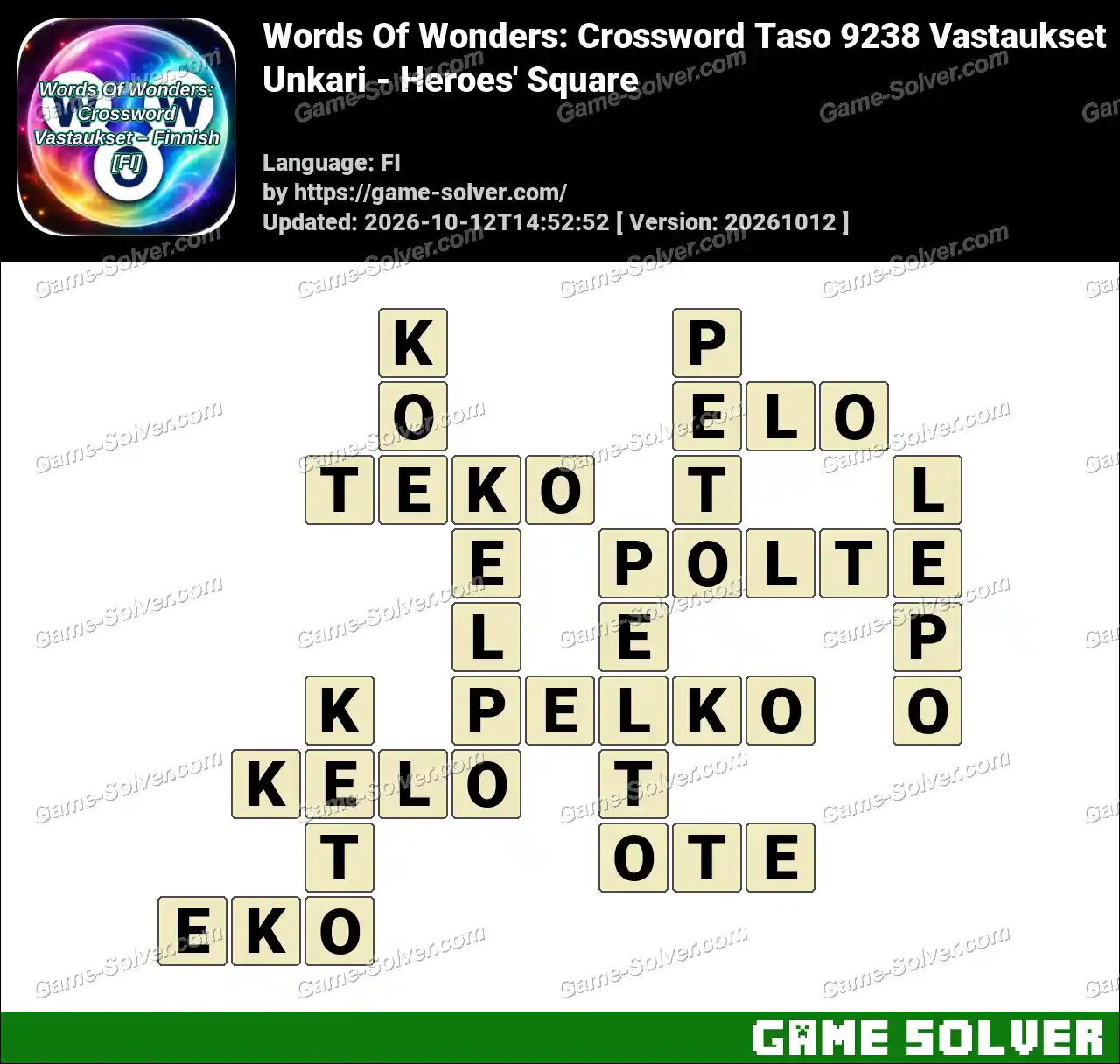 Words Of Wonders: Crossword Taso 9238 Vastaukset – Unkari – Heroes’ Square
